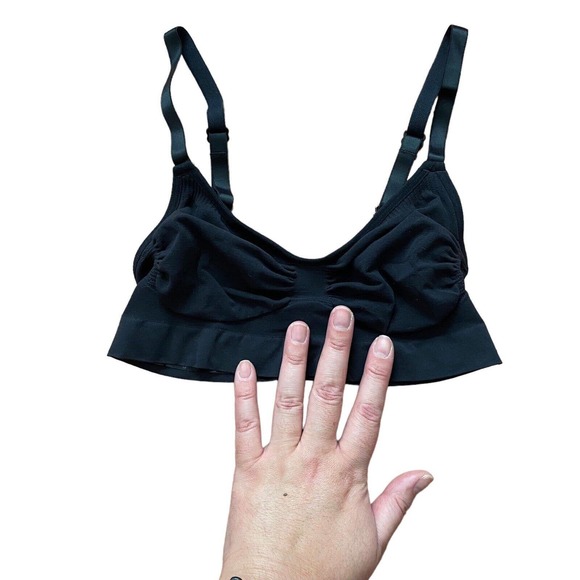 SKIMS Small Medium Bra Bralette Black Solid Stretch Scoop Neck - Picture 4 of 5